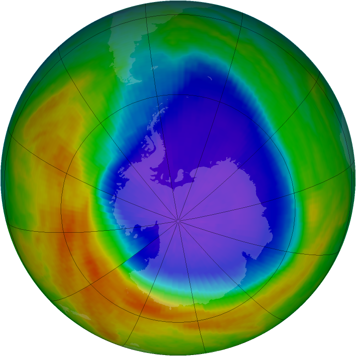Antarctic ozone map for 11 October 2003